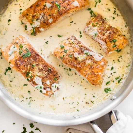 Creamy Lemon Salmon - Recipe photo by saltandlavender