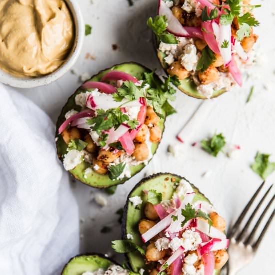 Tuna Salad and Chickpea Avocados - Recipe photo by themodernproper