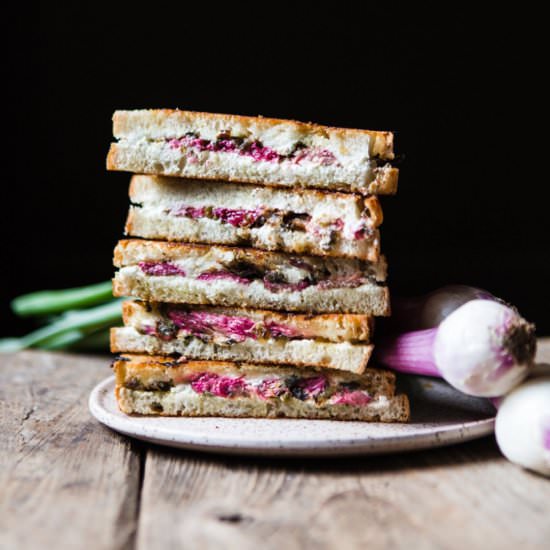 Rhubarb and Chèvre Grilled Cheese - Recipe photo by themodernproper
