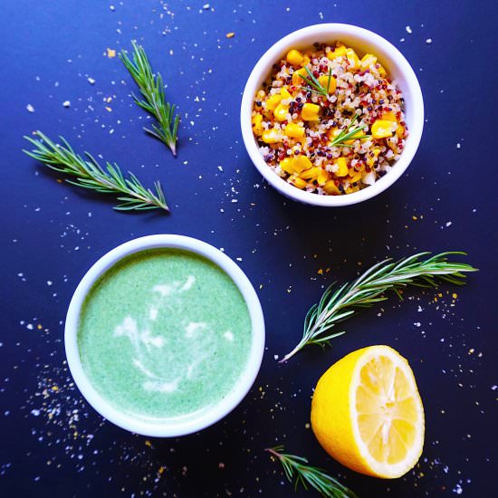 Vegan Rosemary Infused Soup & Salad - Recipe photo by Animagus Eats
