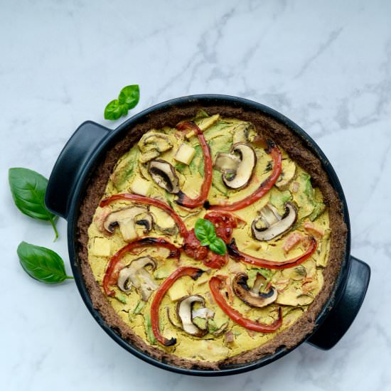 Vegan Quiche with Cauliflower Crust - Recipe photo by HookedOnPlants