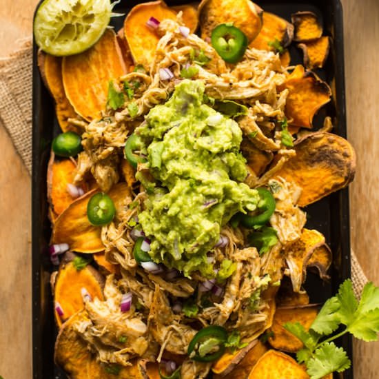 Sweet Potato Nachos Chicken Carnitas - Recipe photo by asaucykitchen
