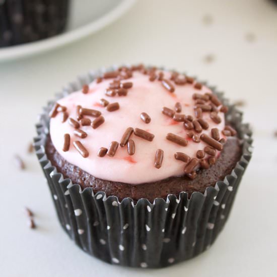 Cupcakes with Strawberry Frosting - Recipe photo by sisterskneadsweets