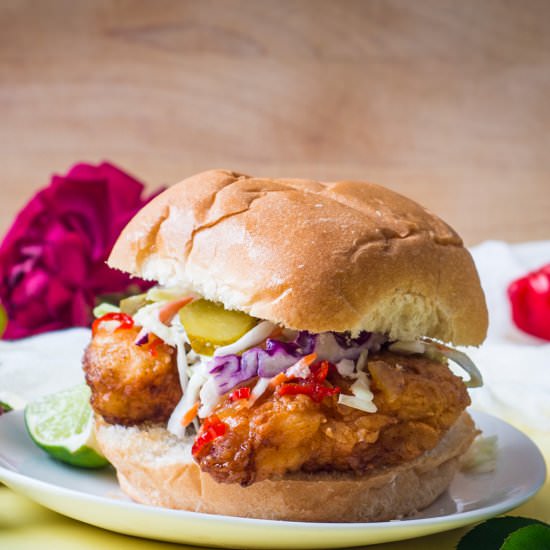 Fried Chicken Sandwiches - Recipe photo by rhubarbandcod