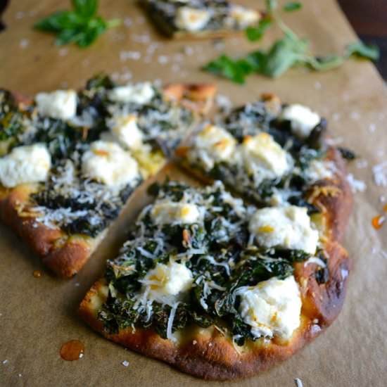Spicy Kale & Ricotta Pizza - Recipe photo by Wanderings in my Kitchen