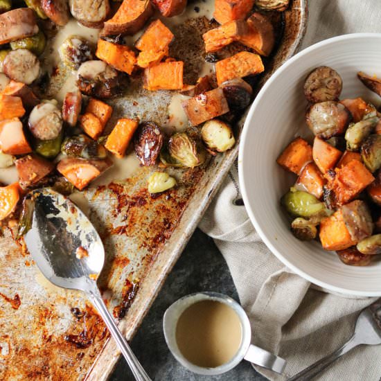 Maple Tahini Roasted Vegetables - Recipe photo by WanderlustandWellness
