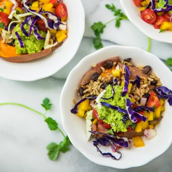 Healthy Sweet Potato Burrito Bowls - Recipe photo by kimscravings