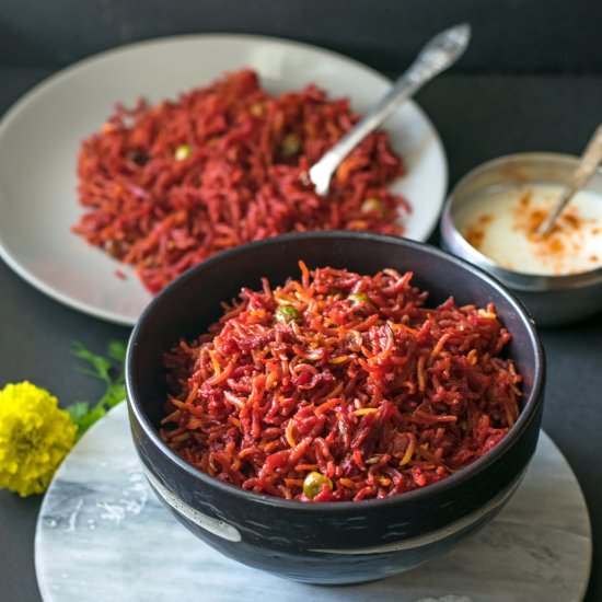 Beetroot pulav - Recipe photo by cookingwithpree