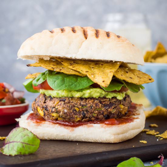 Vegan Mexican Bean Burgers - Recipe photo by Domestic Gothess