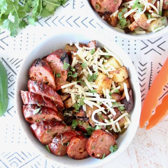 Grilled Sausage Potato Pepper Bowls - Recipe photo by Whitney Bond