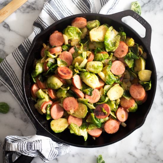 One Pan Sausage & Brussels Sprouts - Recipe photo by allthekingsmorsels