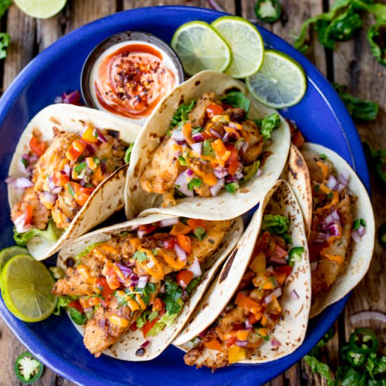Crispy Fish Tacos - Recipe photo by KitchenSanctuary