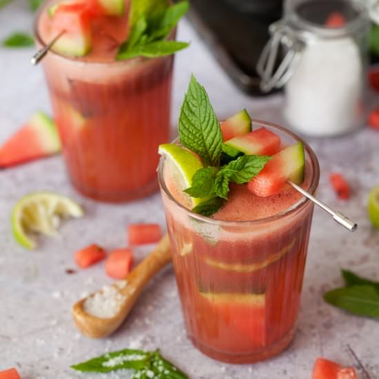 Salted Watermelon Mint Cooler - Recipe photo by littlesugarsnaps