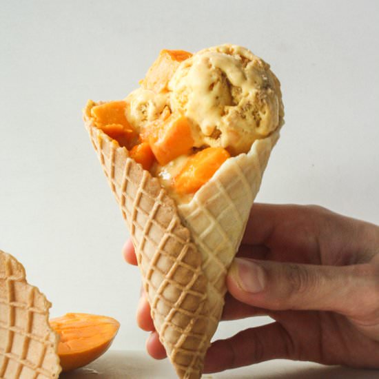 Mango Cheesecake Ice Cream - Recipe photo by The Desserted Girl