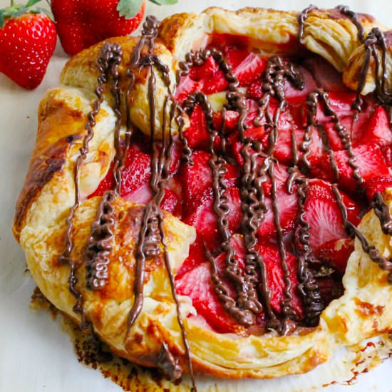 Puff Pastry Chocolate Strawberry Galette - Recipe photo by FoodFanatical