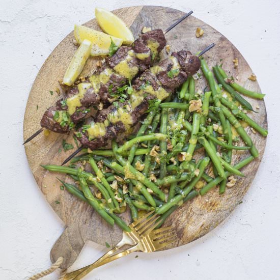 Steak Kabobs with Dijon Green Beans - Recipe photo by Cook With Me Darling
