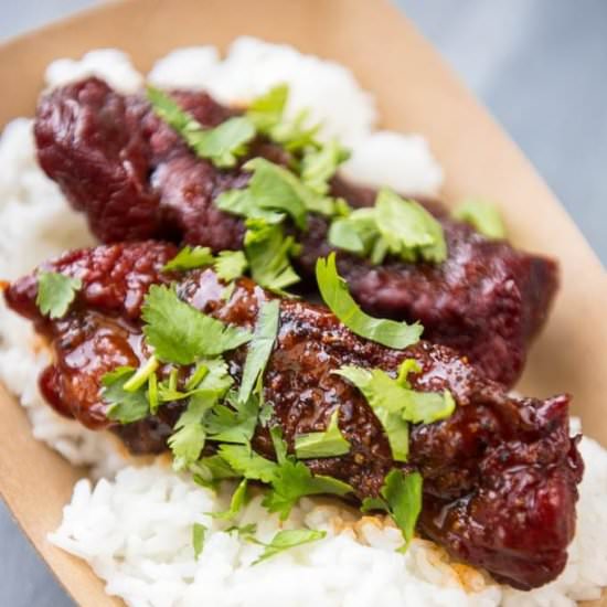 Blueberry Chipotle Smoked Ribs - Recipe photo by garnishedplate