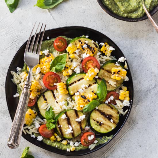 Grilled Veggie Pesto Orzo Salad - Recipe photo by Danilicious