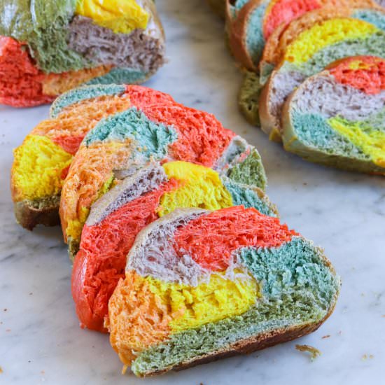 Natural Rainbow Challah - Recipe photo by WhatJewWannaEat