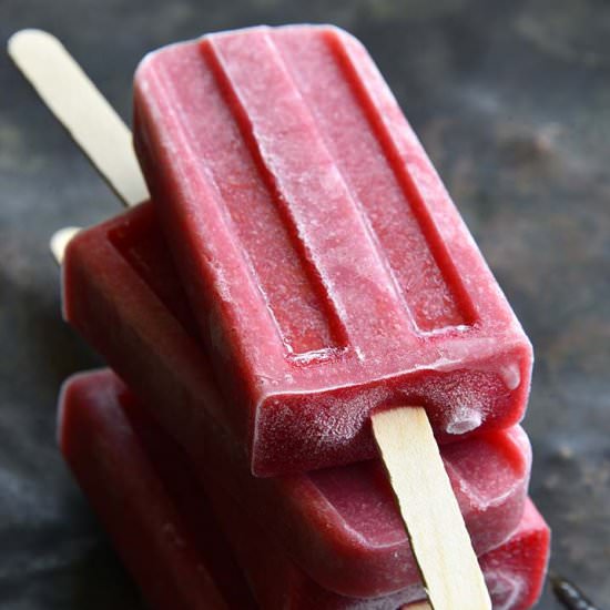 Roasted Plum Rosé Popsicles - Recipe photo by AnEdibleMosaic