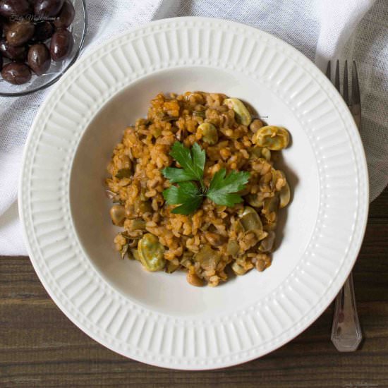 Mediterranean broad bean rice - Recipe photo by Tasty Mediterraneo