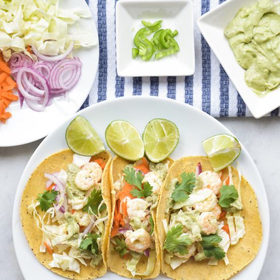 Shrimp Tacos with Avocado Cream - Recipe photo by TurksWhoEat