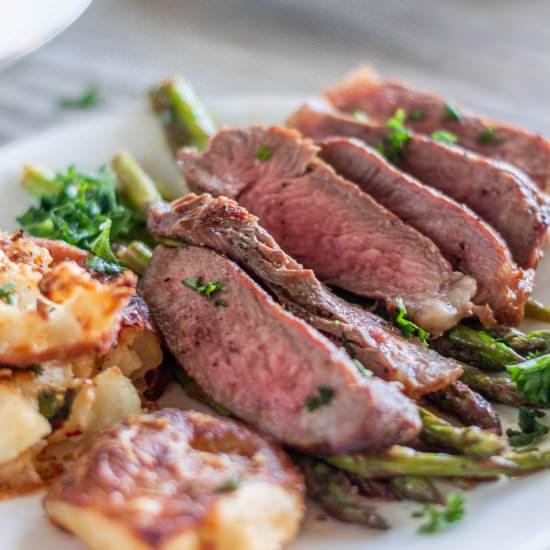 NY Strip with Mushroom Cream Sauce - Recipe photo by Sweet Tea and Thyme