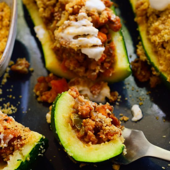 Vegan Stuffed Zucchini - Recipe photo by CilantroandCitronella