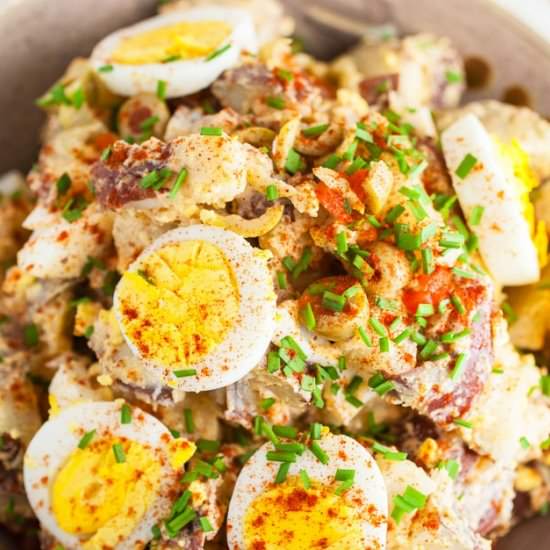 Spanish Potato Salad - Recipe photo by SundaySupper