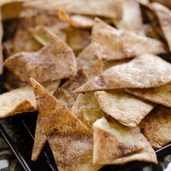 Cinnamon Sugar Tortilla Chips - Recipe photo by The Creative Bite