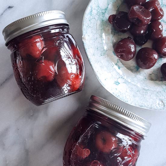 Bourbon Soaked Cocktail Cherries - Recipe photo by FeastInThyme