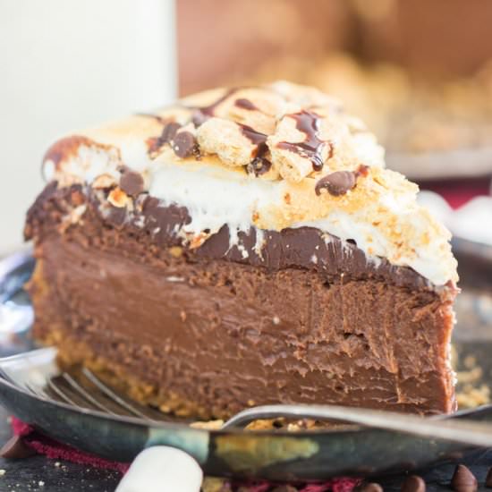 Nutella S'mores Cheesecake - Recipe photo by thegoldlininggirl
