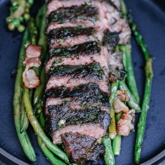 Skillet Steak with Mint Chimichurri - Recipe photo by Pale0-ish