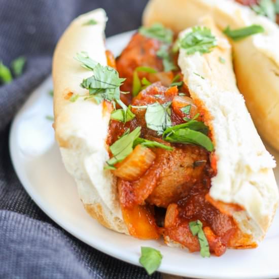 Asian Pork Meatball Sandwich - Recipe photo by SugarSpicesLife