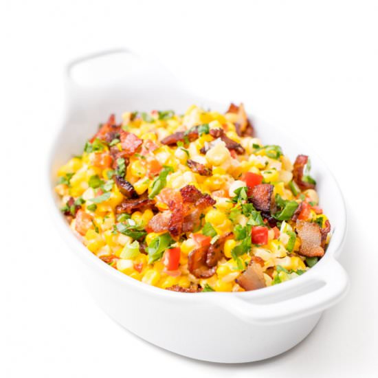 Creamy confetti corn with bacon - Recipe photo by thanksgiving