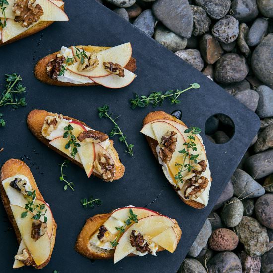 Apple Brie Crostini with Walnuts - Recipe photo by proportionalplate