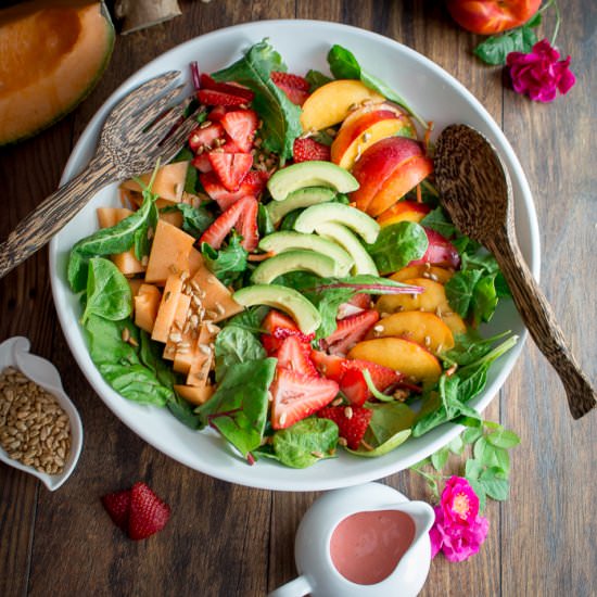 Strawberry Rose Dressing Salad - Recipe photo by Healthy World Cuisine