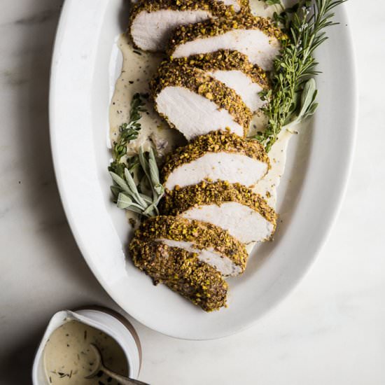 Pistachio Crusted Pork Tenderloin - Recipe photo by themodernproper