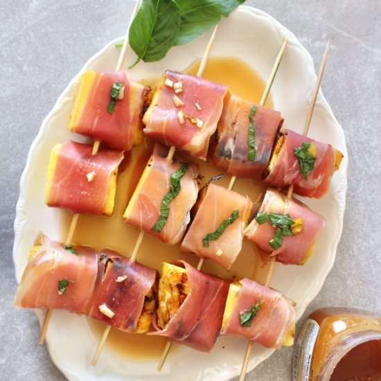 Prosciutto Wrapped Pineapple Skewer - Recipe photo by girlinhealing