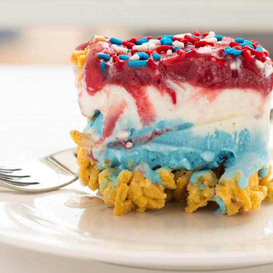 Red White & Blue Ice Cream Cake - Recipe photo by No Plate Like Home