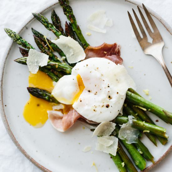 Asparagus with Poached Egg - Recipe photo by Downshiftology