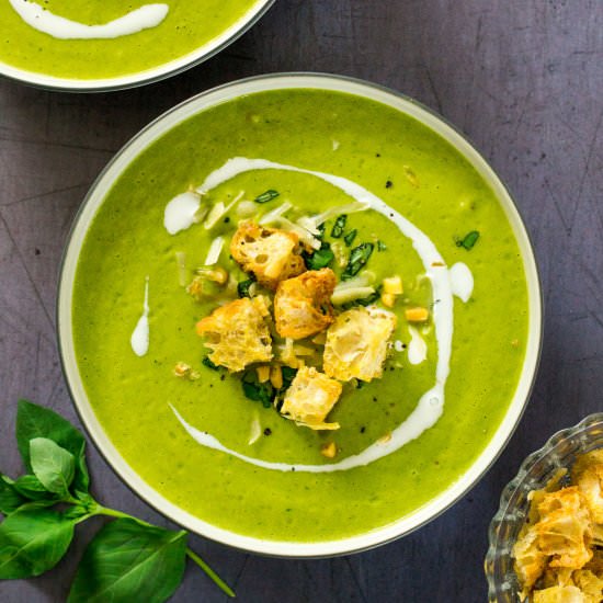 Roasted Courgette (Zucchini) Soup - Recipe photo by thevegspace