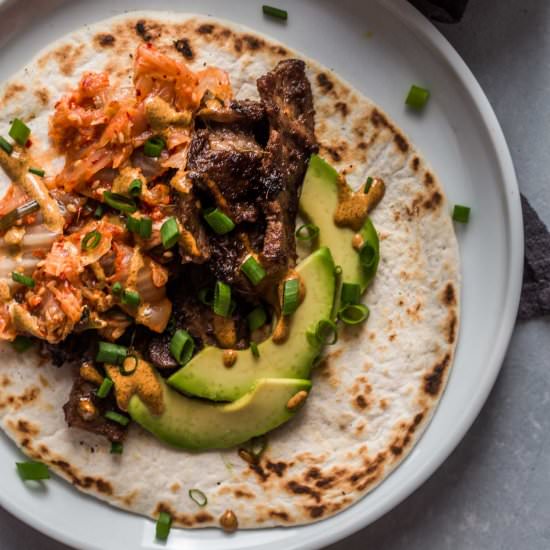 Korean (Bulgogi) Beef Tacos - Recipe photo by platingsandpairings