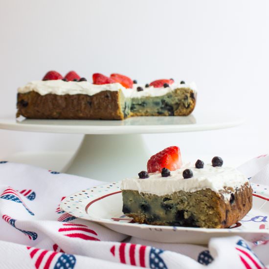 Red White + Blueberry Snack Cake - Recipe photo by Our Food Fix