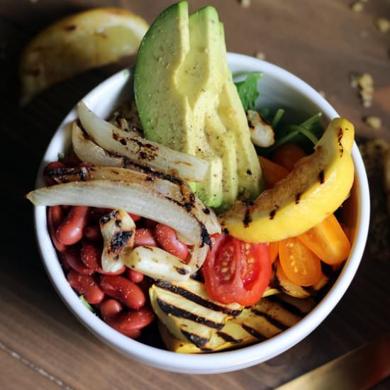 Summer Vegetarian Grain Bowl - Recipe photo by AmyGorinNutrition