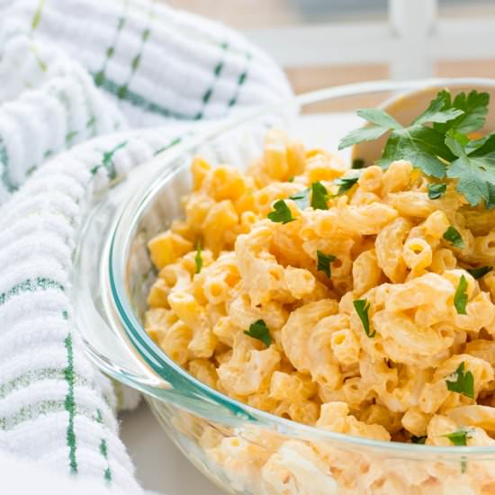 Deviled Egg Macaroni Salad - Recipe photo by No Plate Like Home