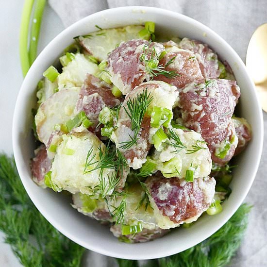 Healthy Scallion Dill Potato Salad - Recipe photo by its_a_vegworld_afterall
