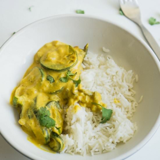 Eggplant and Zucchini Curry - Recipe photo by The Cookware Geek