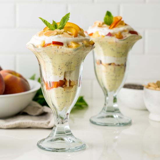 Peaches + Cream Chia Parfaits - Recipe photo by veronicakablan