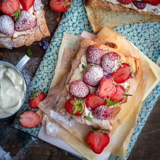 Strawberry puff pastry tarts - Recipe photo by supergoldenbakes